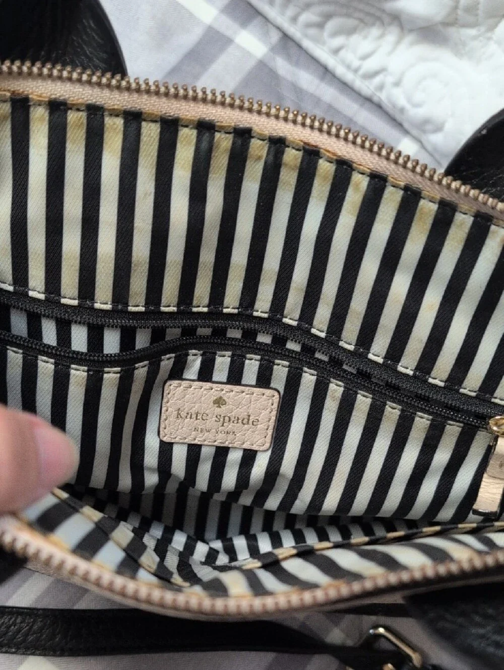 kate spade Two-Tone Black and Cream Leather Satchel